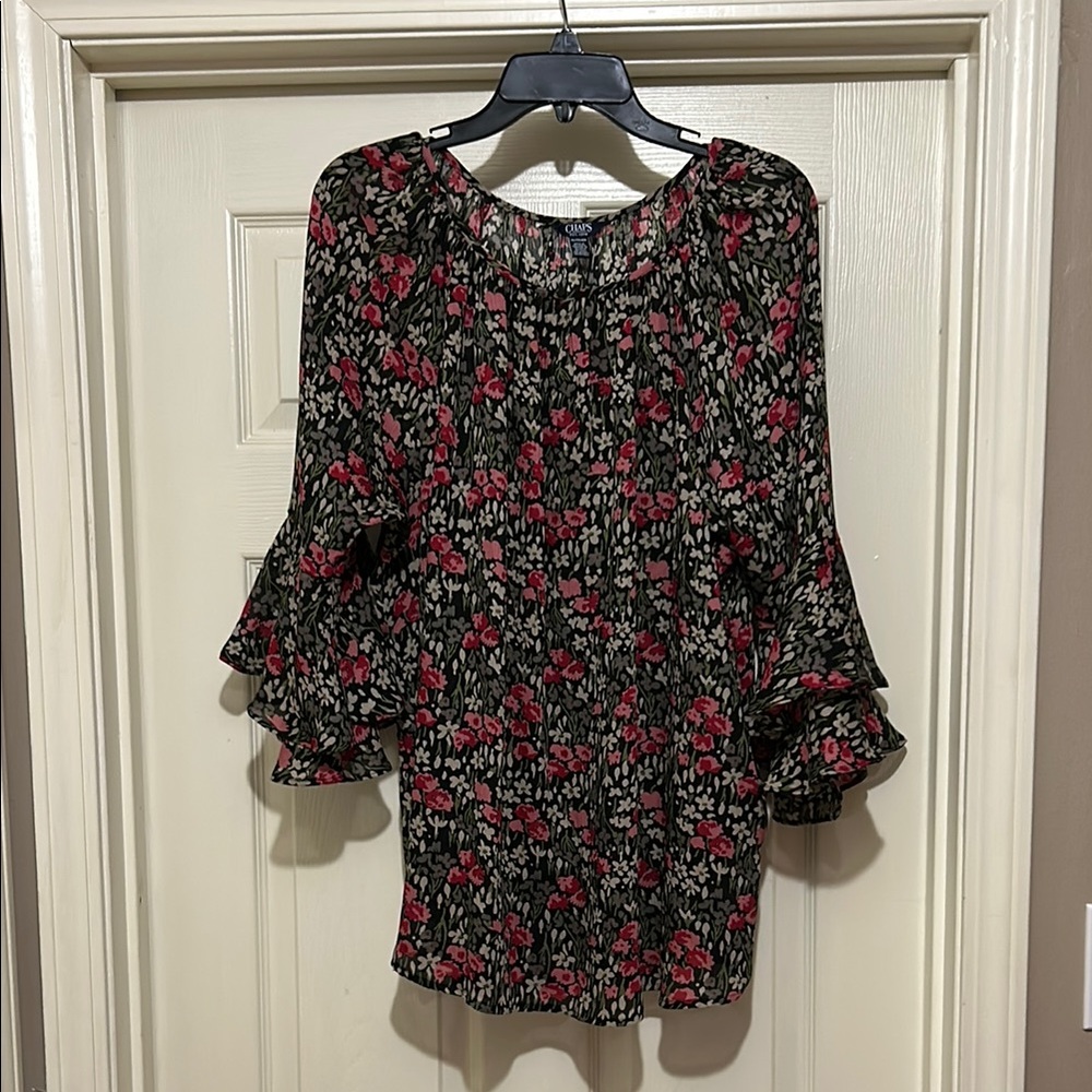 Chaps Ruffled Sleeve Blouse